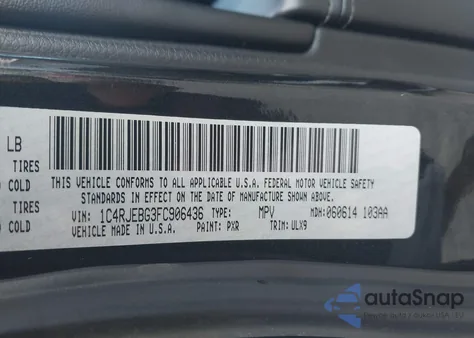 2015 Jeep Grand Cherokee Limited from USA, damaged, VIN 1C4RJEBG3FC906436